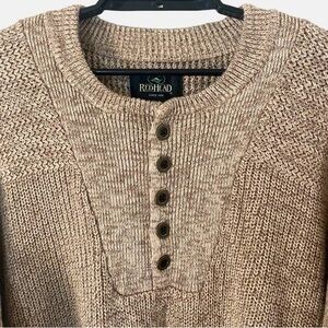 REDHEAD 1/4 Button Zip Henley Cotton Blend Pullover Fisherman Sweater Men’s L